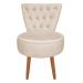 Poltrona Cadeira Decorativa Capitonê Elegância Veludo Bege Pés Palito Castanho - Pallazio