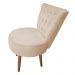 Poltrona Cadeira Decorativa Capitonê Elegância Veludo Bege Pés Palito Castanho - Pallazio