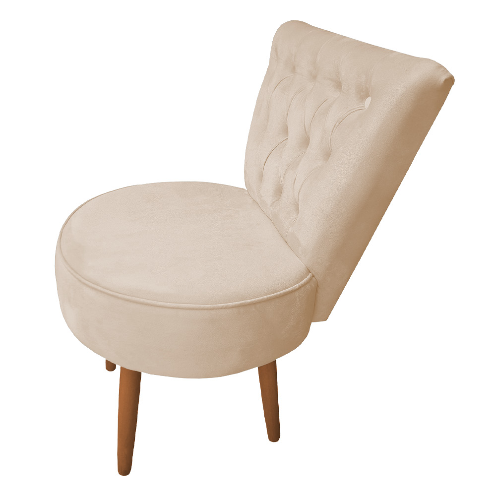 Poltrona Cadeira Decorativa Capitonê Elegância Veludo Pés Palito Castanho - Pallazio