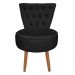 Poltrona Cadeira Decorativa Capitonê Elegância Veludo Preto Pés Palito Castanho - Pallazio