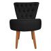 Poltrona Cadeira Decorativa Capitonê Elegância Veludo Preto Pés Palito Castanho - Pallazio