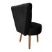 Poltrona Cadeira Decorativa Capitonê Elegância Veludo Preto Pés Palito Castanho - Pallazio