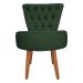 Poltrona Cadeira Decorativa Capitonê Elegância Veludo Verde Pés Palito Castanho - Pallazio
