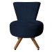 Poltrona Cadeira Decorativa Costurada Elegância Veludo Azul Marinho Base Giratória Castanho - Pallazio