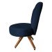 Poltrona Cadeira Decorativa Costurada Elegância Veludo Azul Marinho Base Giratória Castanho - Pallazio