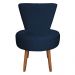 Poltrona Cadeira Decorativa Costurada Elegância Veludo Azul Marinho Pés Palito Castanho - Pallazio