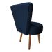 Poltrona Cadeira Decorativa Costurada Elegância Veludo Azul Marinho Pés Palito Castanho - Pallazio