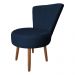 Poltrona Cadeira Decorativa Costurada Elegância Veludo Azul Marinho Pés Palito Castanho - Pallazio