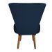 Poltrona Cadeira Decorativa Costurada Elegância Veludo Azul Marinho Pés Palito Castanho - Pallazio