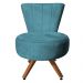 Poltrona Cadeira Decorativa Costurada Elegância Veludo Azul Turquesa Base Giratória Castanho - Pallazio