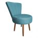 Poltrona Cadeira Decorativa Costurada Elegância Veludo Azul Turquesa Pés Palito Castanho - Pallazio