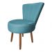 Poltrona Cadeira Decorativa Costurada Elegância Veludo Azul Turquesa Pés Palito Castanho - Pallazio