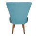 Poltrona Cadeira Decorativa Costurada Elegância Veludo Azul Turquesa Pés Palito Castanho - Pallazio