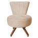 Poltrona Cadeira Decorativa Costurada Elegância Veludo Bege Base Giratória Castanho - Pallazio