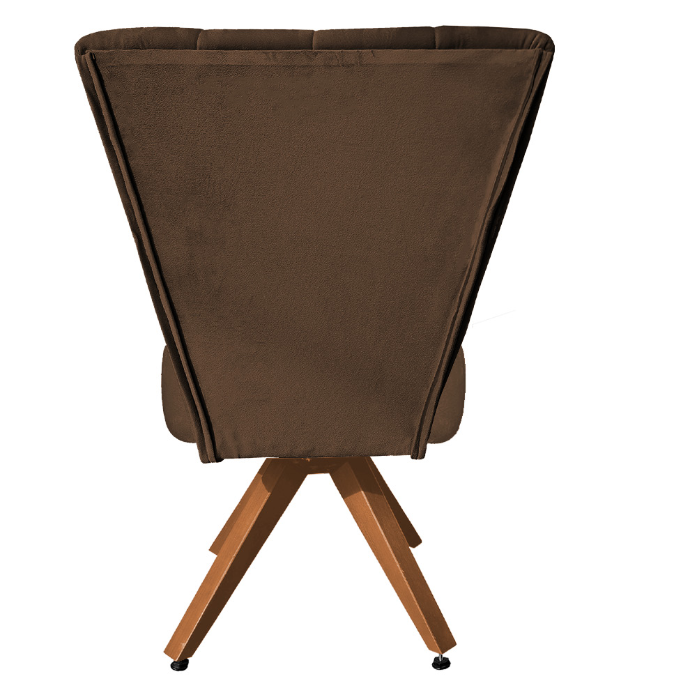 Poltrona Cadeira Decorativa Costurada Elegância Veludo Marrom Base Giratória Castanho - Pallazio