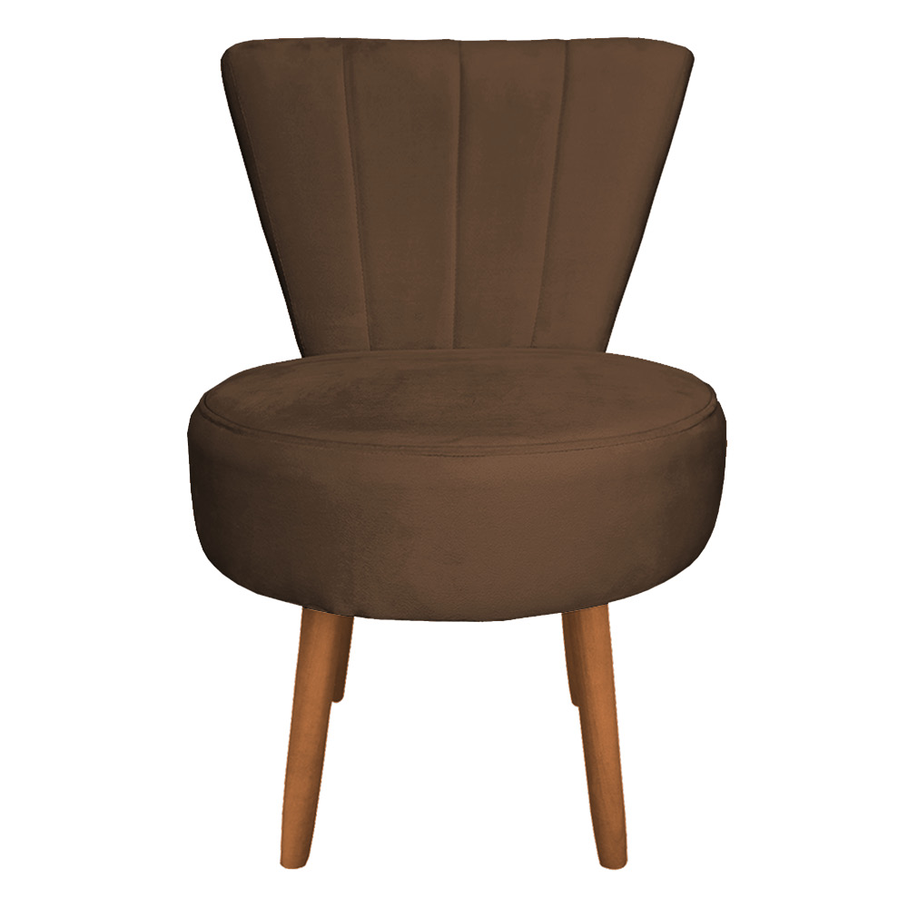Poltrona Cadeira Decorativa Costurada Elegância Veludo Marrom Pés Palito Castanho - Pallazio
