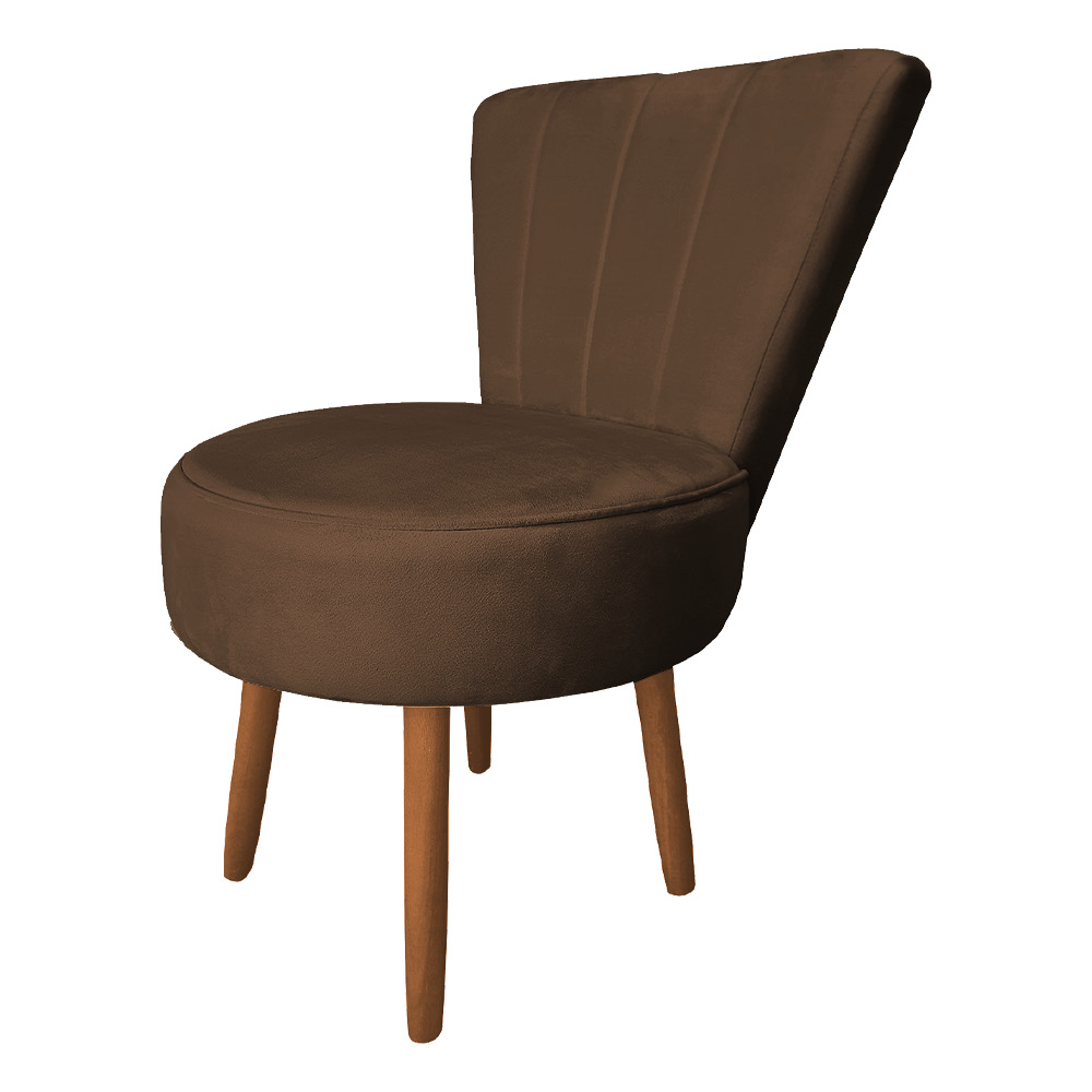 Poltrona Cadeira Decorativa Costurada Elegância Veludo Marrom Pés Palito Castanho - Pallazio