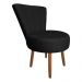 Poltrona Cadeira Decorativa Costurada Elegância Veludo Preto Pés Palito Castanho - Pallazio