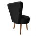 Poltrona Cadeira Decorativa Costurada Elegância Veludo Preto Pés Palito Castanho - Pallazio