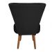 Poltrona Cadeira Decorativa Costurada Elegância Veludo Preto Pés Palito Castanho - Pallazio