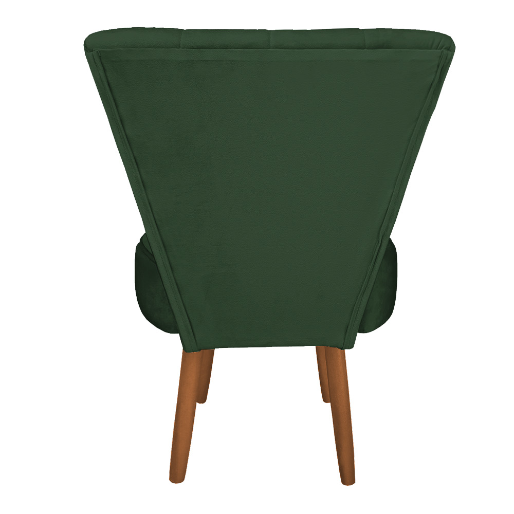 Poltrona Cadeira Decorativa Costurada Elegância Veludo Verde Pés Palito Castanho - Pallazio
