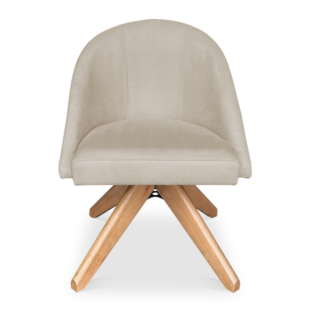 Poltrona Cadeira Giratória Bela Suede Base de Madeira - Pallazio