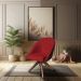 Poltrona Cadeira Giratória Bela Suede Vermelho Base de Madeira - Pallazio