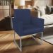 Poltrona Clarice Veludo Azul Marinho Base Metálica Industrial Prata - Pallazio