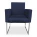 Poltrona Clarice Veludo Azul Marinho Base Metálica Industrial Prata - Pallazio