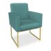 Poltrona Clarice Veludo Azul Turquesa Base Metálica Industrial Dourado - Pallazio
