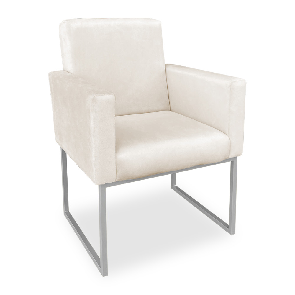 Poltrona Clarice Veludo Base Metálica Industrial Prata - Pallazio