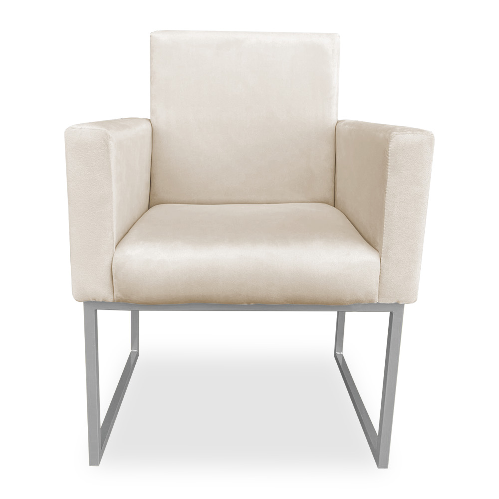 Poltrona Clarice Veludo Base Metálica Industrial Prata - Pallazio