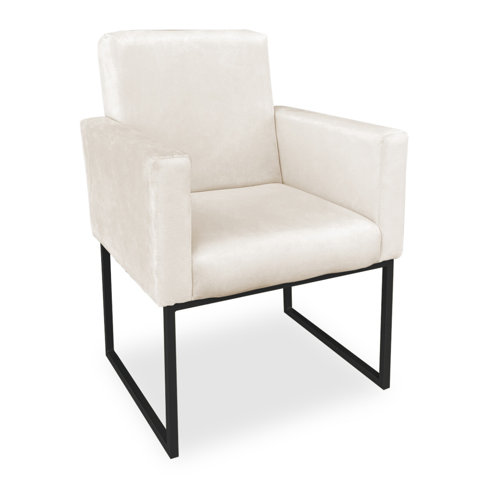 Poltrona Clarice Veludo Base Metálica Industrial Preto - Pallazio