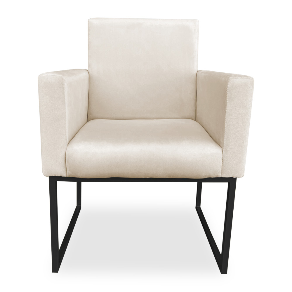 Poltrona Clarice Veludo Base Metálica Industrial Preto - Pallazio