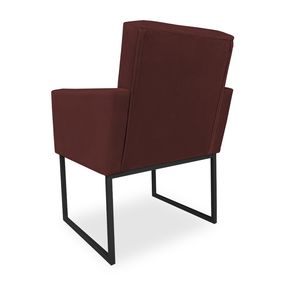 Poltrona Clarice Veludo Marsala Base Metálica Industrial Preto - Pallazio