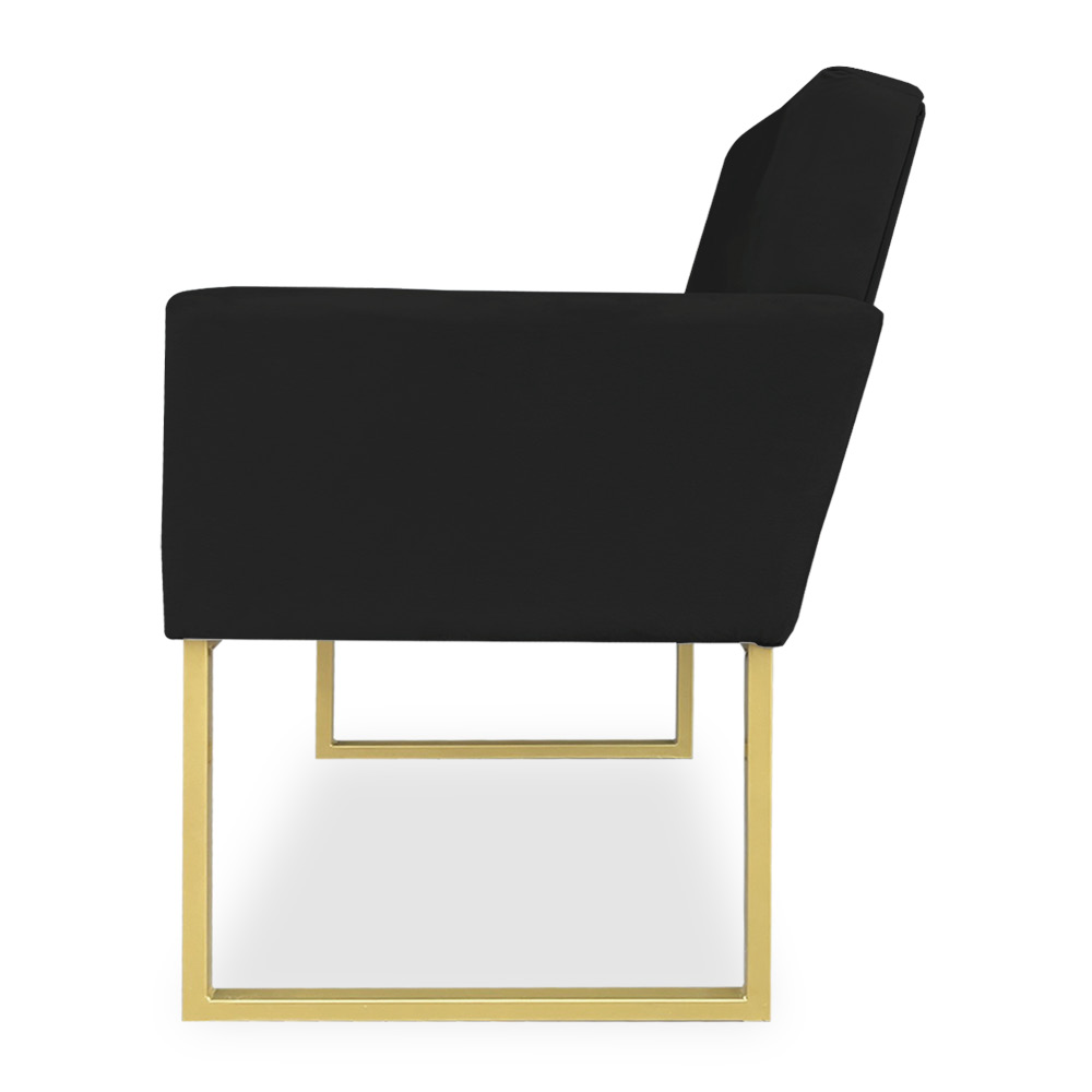 Poltrona Clarice Veludo Preto Base Metálica Industrial Dourado - Pallazio
