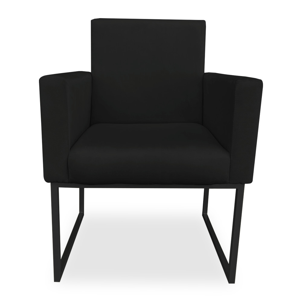 Poltrona Clarice Veludo Preto Base Metálica Industrial Preto - Pallazio