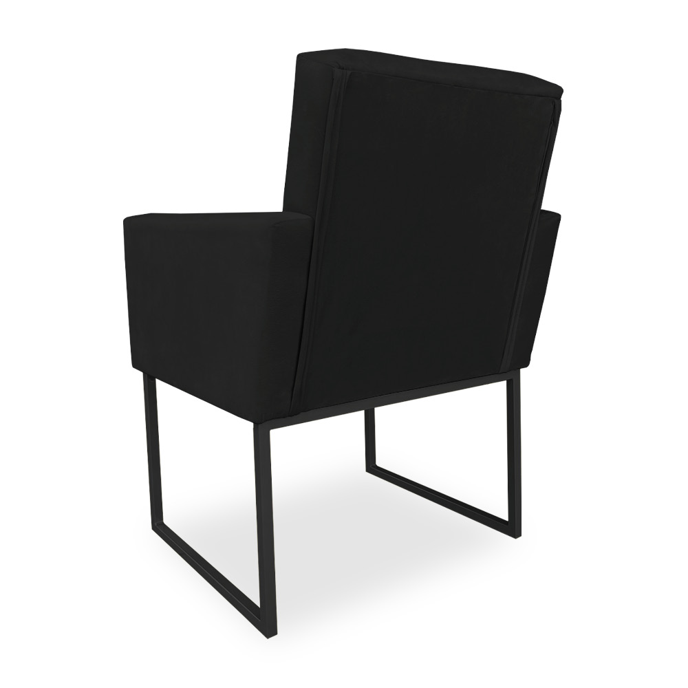 Poltrona Clarice Veludo Preto Base Metálica Industrial Preto - Pallazio