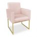 Poltrona Clarice Veludo Rosa Bebê Base Metálica Industrial Dourado - Pallazio