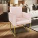 Poltrona Clarice Veludo Rosa Bebê Base Metálica Industrial Dourado - Pallazio