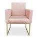 Poltrona Clarice Veludo Rosa Bebê Base Metálica Industrial Dourado - Pallazio