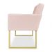 Poltrona Clarice Veludo Rosa Bebê Base Metálica Industrial Dourado - Pallazio