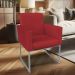 Poltrona Clarice Veludo Vermelho Base Metálica Industrial Prata - Pallazio