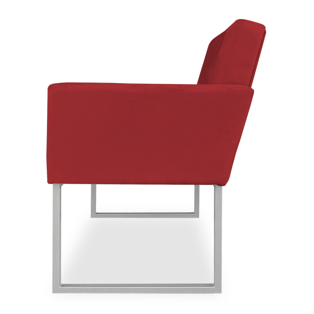 Poltrona Clarice Veludo Vermelho Base Metálica Industrial Prata - Pallazio