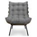 Poltrona Costela Suede Grafite Base Metálica - Pallazio