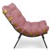Poltrona Costela Suede Rosê Base Metálica - Pallazio