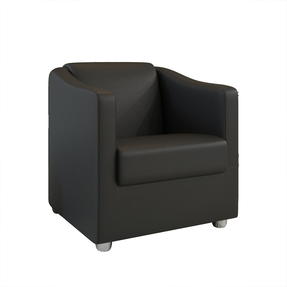 Poltrona Decorativa Ana Corano Preto Pés Cromado - Pallazio