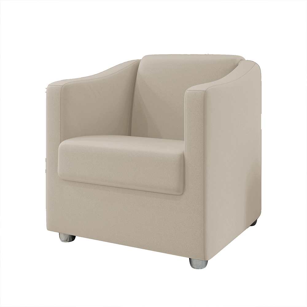 Poltrona Decorativa Ana Suede Bege Pés Cromado - Pallazio