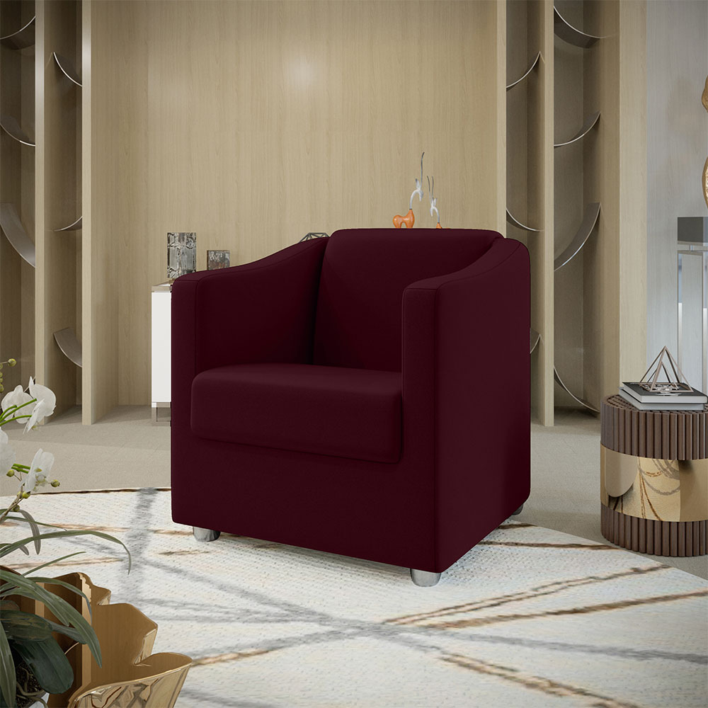 Poltrona Decorativa Ana Suede Marsala Pés Cromado - Pallazio