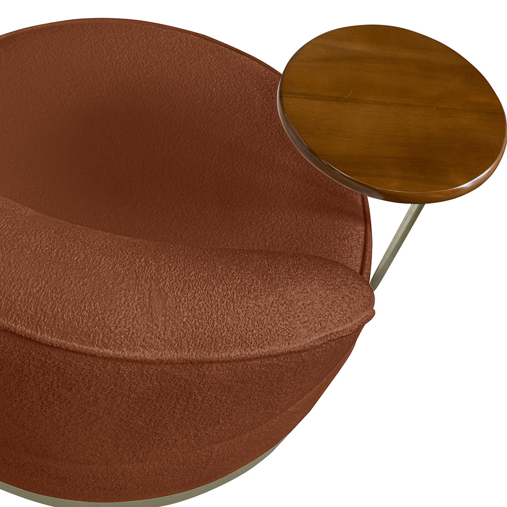 Poltrona Decorativa Andromeda Linho Bouclê Marrom Base Giratória de Ferro - Pallazio
